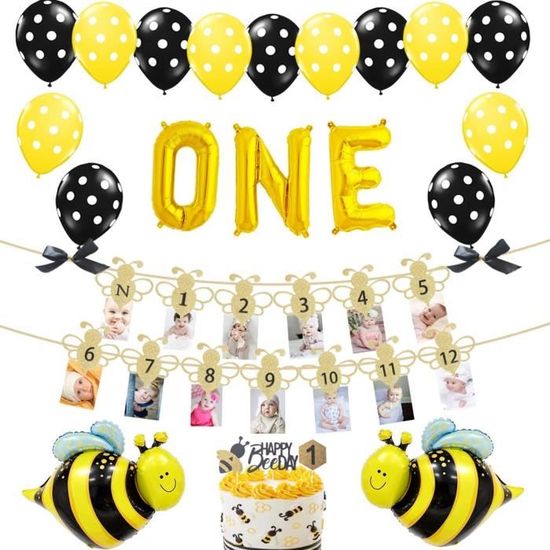 Abeille Décorations Anniversaire 1 An,Ballon Fun To Bee One Bannière Photo  Mensuelle Bumble Bee Abeille Anniversaire Première[N7051] - Cdiscount Maison