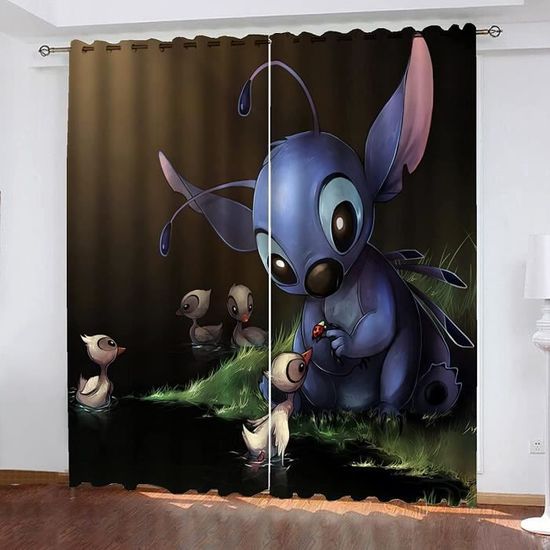 Lilo et Stitch Rideau occultant en tissu imperméable pour chambre  d'enfant,œillets en haut pour rideaux 70x160cm[90] - Cdiscount Maison