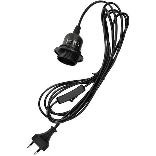 kwmobile Câble électrique pour lampe - Câble avec douille E27 et bague de  fixation - Monture de suspension pour luminaire plafond - Noir : :  Luminaires et Éclairage