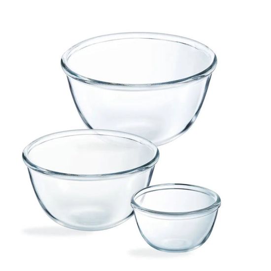 Set De 3 Saladiers Inox Relaxdays - Fond Antidérapant Silicone, Empilables - 4.5L, 2.5L, 1.5L - Bleu