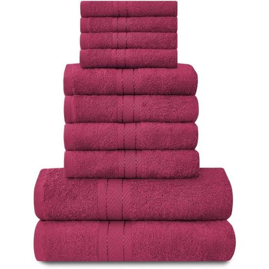 GC GAVENO CAVAILIA Set 10 Serviettes De Bain - 450 G/m² Coton Égyptien - 4 Visage, 4 Mains, 2 Bains
