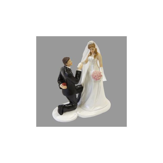 Figurine Décoration Gâteau De Mariage - Marié Et Mariée S'Embrassant, Plastique Peint à La Main - Pour Gâteau, Cadeau - 2