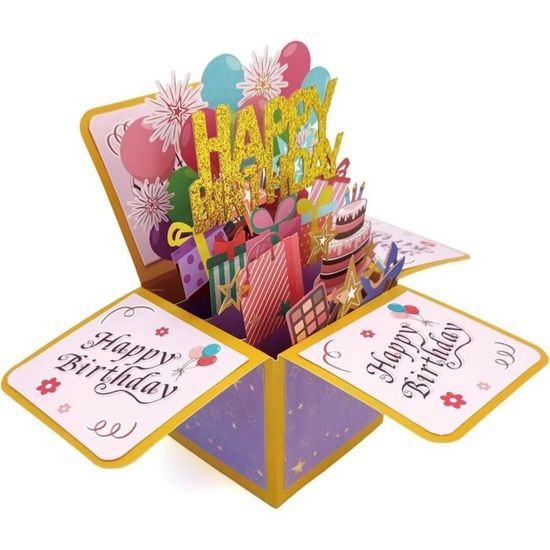 Carte D'anniversaire Pop-up 3D Pour 10 Ans - Carte Animée Avec Enveloppe - Pour Fille, Garçon, Ami, Anniversaire Romantique