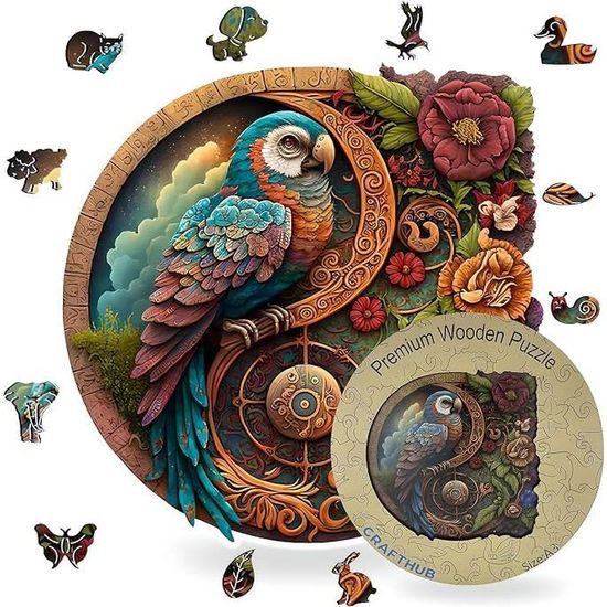 Puzzle En Bois ZGEER Perroquet Yin Yang Color 180 Pi ces puzzle-en-bois-zgeer-perroquet-yin-yang-color-180-pi-ces