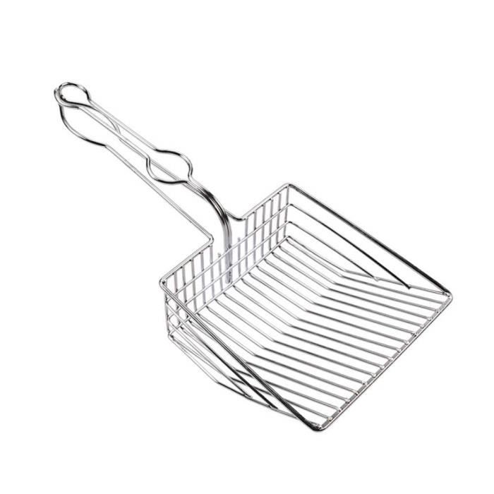 Pelle à Litière pour Chats, Pet Scoop Pelle Efficace en Acier Inox avec Longue Poignée pour Chat Chaton Lapin Chiot (Argent)