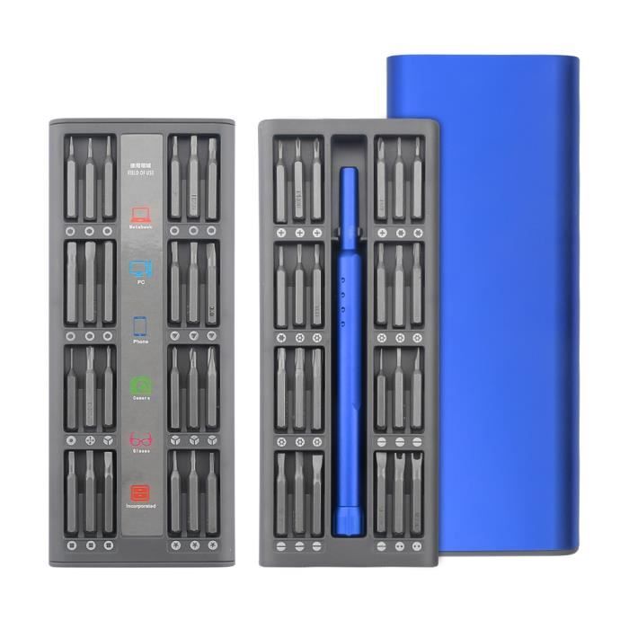 Kit Tournevis Magnétique de précision acier S2 49-en-1 outil désassemblage de téléphone mobile/ordinateur/ montre/ caméra -Bleu