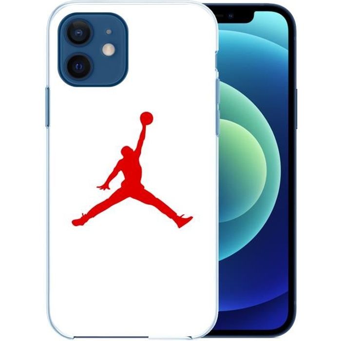 Coque pour iPhone 12 - Jordan Basketball Logo Blanc. Accessoire telephone