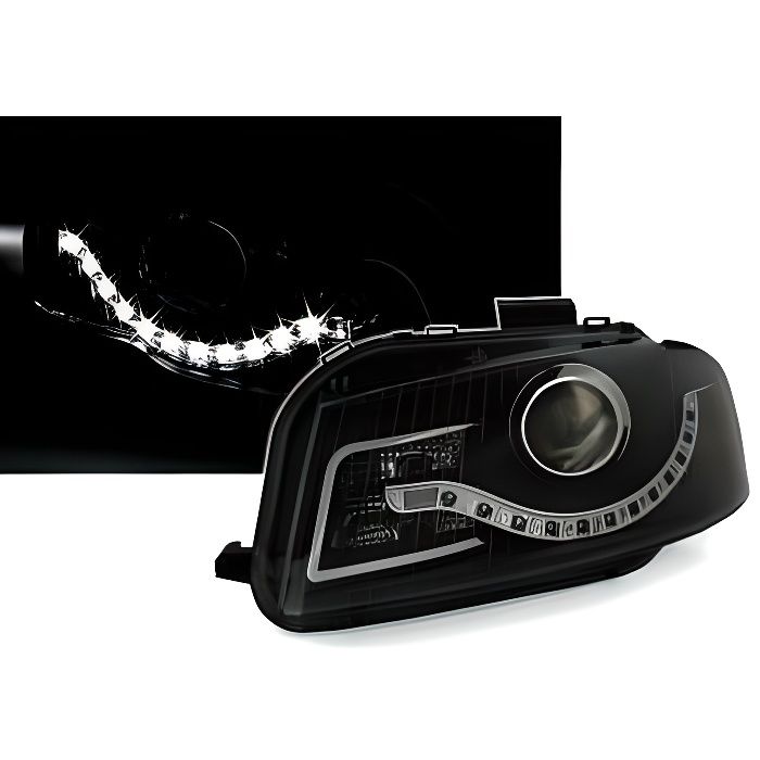 2 FEUX PHARE AVANT LED DEVIL EYES POUR AUDI A3 8P DE 2003 A 07/2008 A FOND NOIR 3 PORTES SPORTBACK