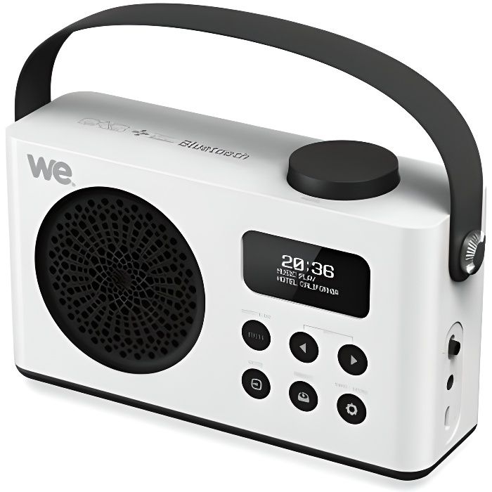 Réveil - - WE Radio Réveil Connecté Portable DAB DAB+ FM Enceinte Bluetooth Batterie Rechargeable Lecteur USB Micro SD - Blanc