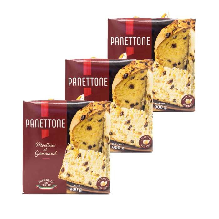 Lot 3x Panettone Pur Beurre - Italie - boîte 900g