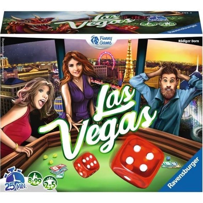 Las Vegas - Ravensburger - Jeu d'ambiance Enfants et Adultes - Pari, bluff et chance - 2 à 5 joueurs dès 8 ans