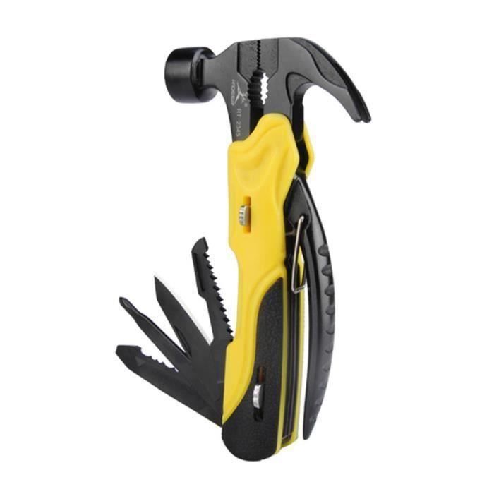 7 en 1 Outil de Survie Multi Mini Pliable en Plein Air Couteau de Poche Marteau Plers jeu d'outils de Tournevis Sh71587