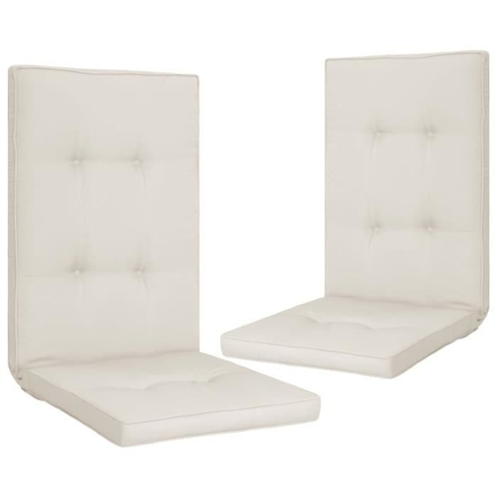 Haute qualité Lot de 2 Galettes de chaise de jardin Coussins de chaise Crème 120x50x5 cm *675503
