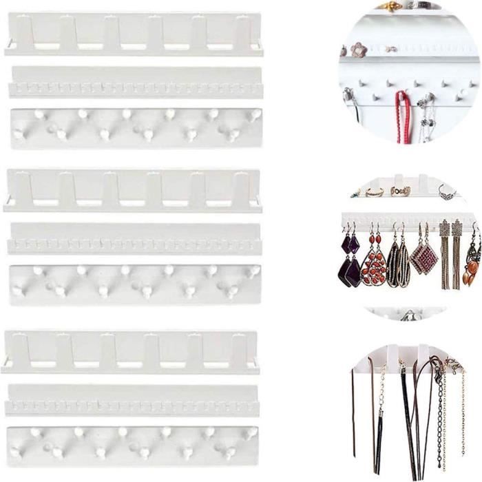 Crochets Adhésifs Porte Bijoux,9pcs Mur Accrocher Collier Cintre Porte Bijoux Mural Support de Stockage de Organisateur de St 454