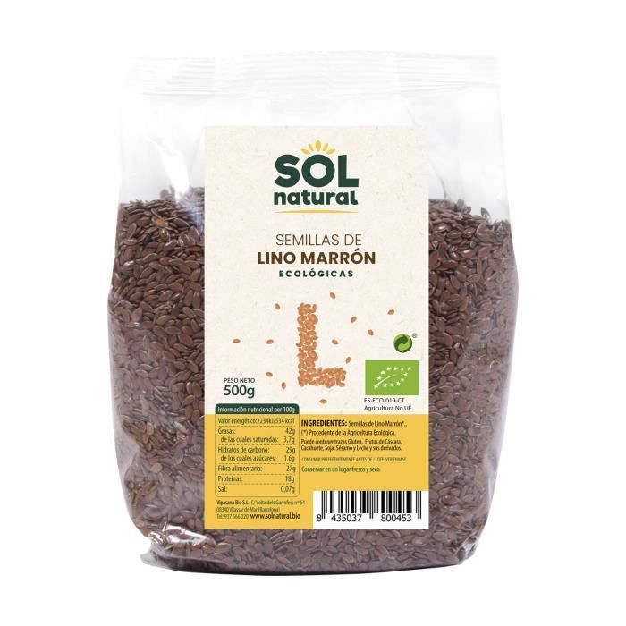 SOL NATURAL - Graines de lin brun bio 500 g