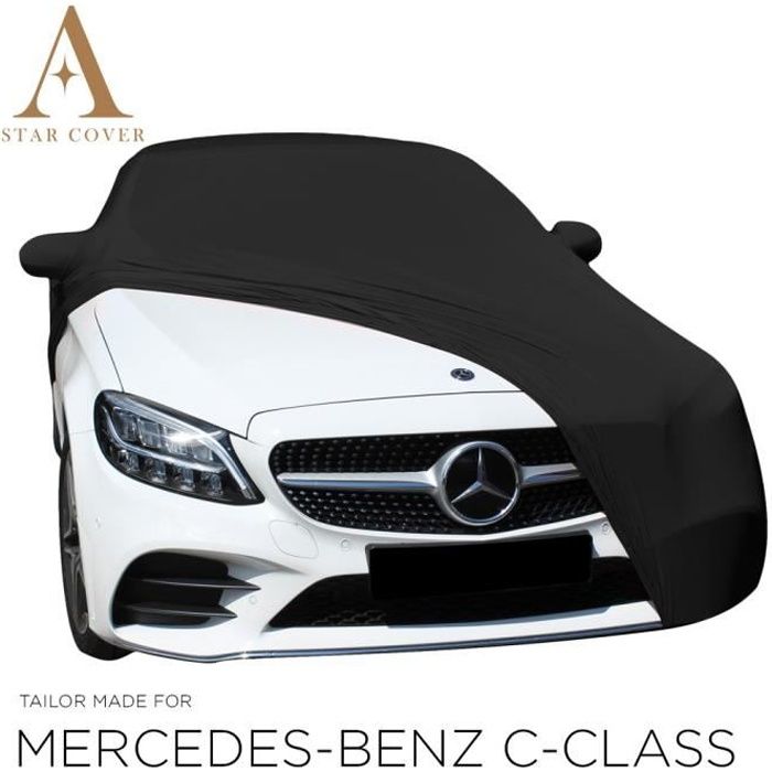 MERCEDES-BENZ C-CLASS W205 BÂCHE DE PROTECTION INTÉRIEUR AVEC POCHES RÉTROVISEURS NOIR COUVERTURE DE VOITURE