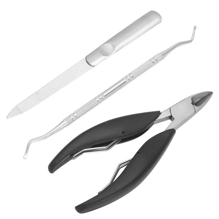 HURRISE Pince à rainures pour ongles 3 pièces en acier inoxydable rainures à ongles pinces sélecteur d'ongles ensemble de