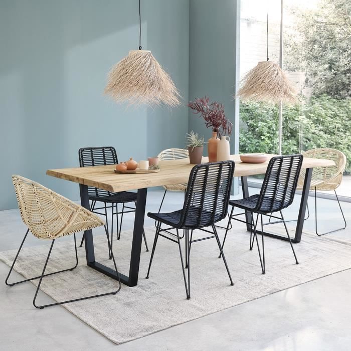 Table en bois de teck recyclé et métal 10 personnes BOIS DESSUS BOIS DESSOUS