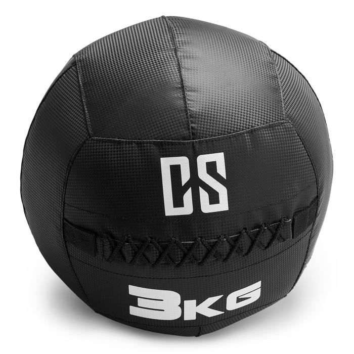 CAPITAL SPORTS Bravor Medecine ball Wallball PVC Double couture 3kg - noir