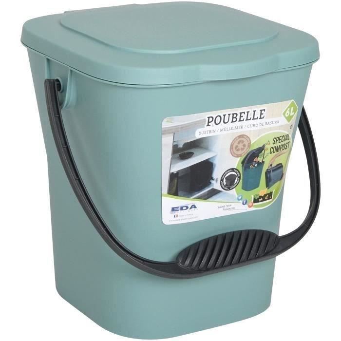 EDA Seau compost 6 L vert eucalyptus avec couvercle