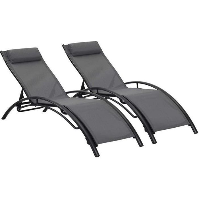 Bain de soleil en aluminium -Beauty- - Phoenix - Gris foncé / Noir - Lot de 2