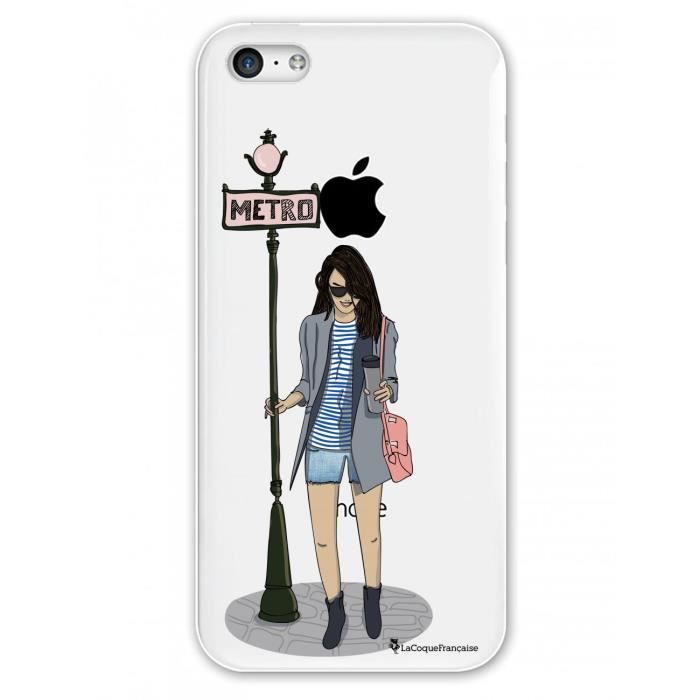 Coque iPhone 5C rigide transparente Fille dans la ville Ecriture Tendance et Design La Coque Francaise