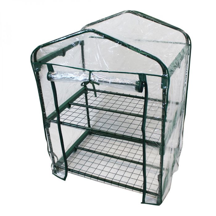Serre de jardin 2 étagères 69 x 49 x 90 cm transparente en plastique PVC - Linxor
