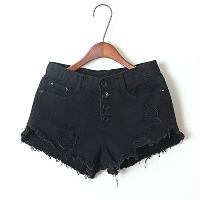 SIMPLE FLAVOR Short femme en jean taille haute avec trois bouton