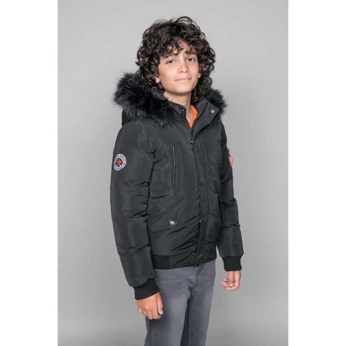 Parka courte à capuche et fourrure SHARK - Couleur - Black, Taille - 16