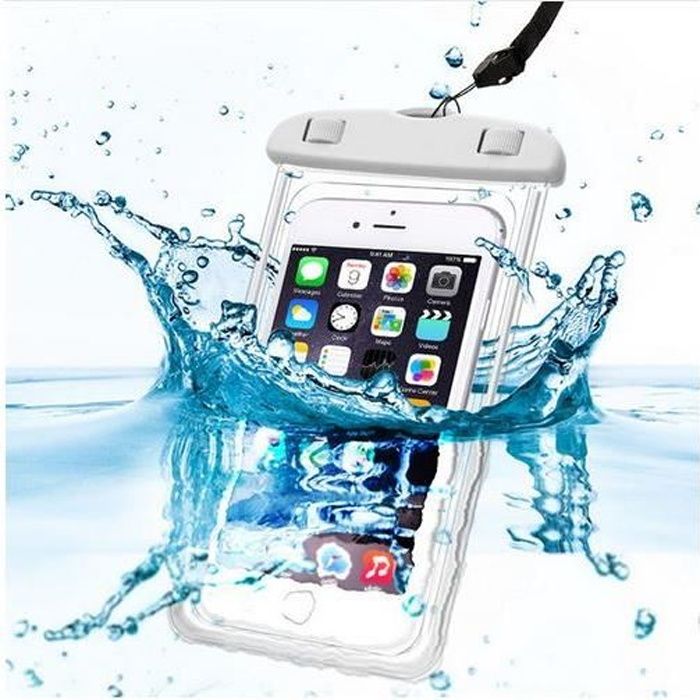 [Compatible Apple iPhone] Sac Waterproof Blanc Housse Pochette Lumineux Protection Plastique Imperméable Etanche Eau [Phonillico®]