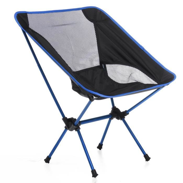 TOPTW Pliable Chaise Fauteuil de Camping Portable Pr Exterieur Barbecue Pique-nique Pêche Max. 150kg bleu fonce