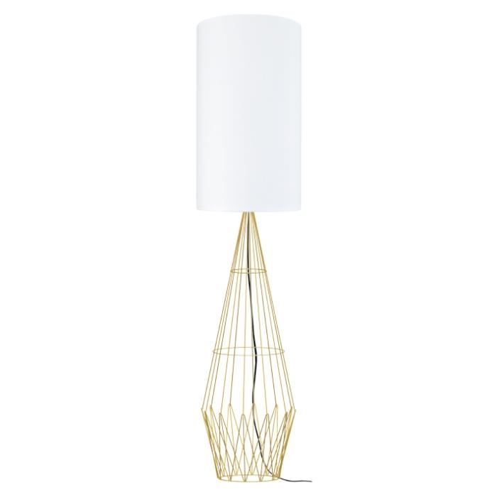 TOSEL Lampadaire 1 lumière - luminaire intérieur - tissu blanc - Style vintage - H165cm L30cm P30cm