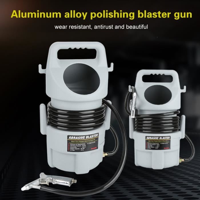 Mode-Kit de sablage pneumatique portatif Pistolet de sablage Tuyau de 15 pi et trémie de 50 lb
