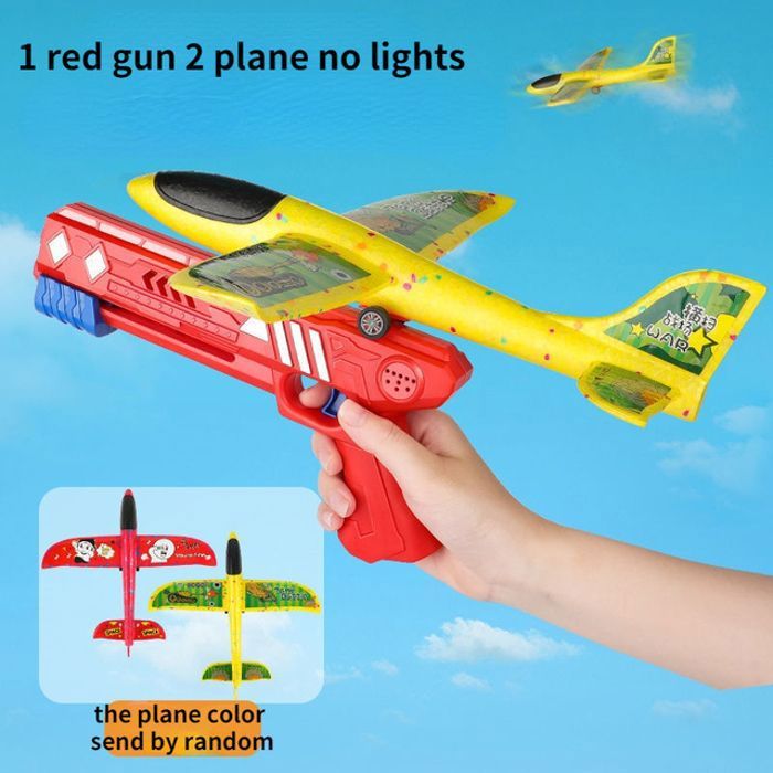 Avion Planeur Avec Pistolet Catapulte – 3 Mousses Volantes, Autocollants, Vol Jusqu’à 20 M – Dès 3 Ans !