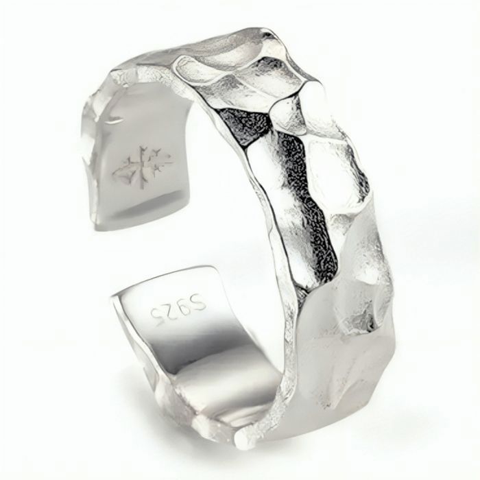 ZENSE Bague Homme Ajustable Ouverte Acier Inox Brillant - Design Moderne ZR0182, Taille 58-70 Mm