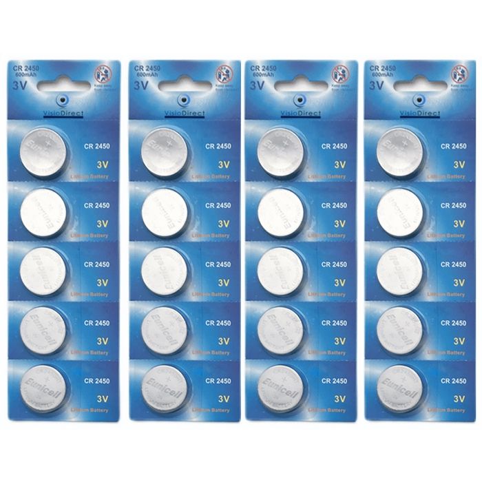 20 Pezzi X CR2450 2450 LM2450 BR2450 XX Bulk 3V Batteria Al Litio Superiore