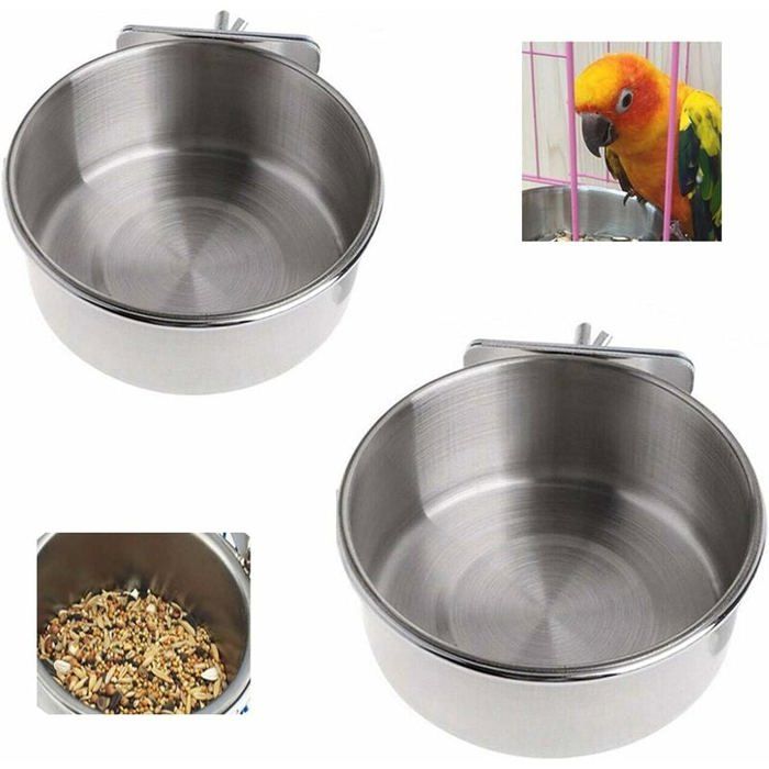 Comparer les prix de Mangeoire pour Les Oiseaux en Acier Inoxydable Bol dalimentation Fixe en Acier Inoxydable Gamelle Cage Suspendue Alimentation PZCC