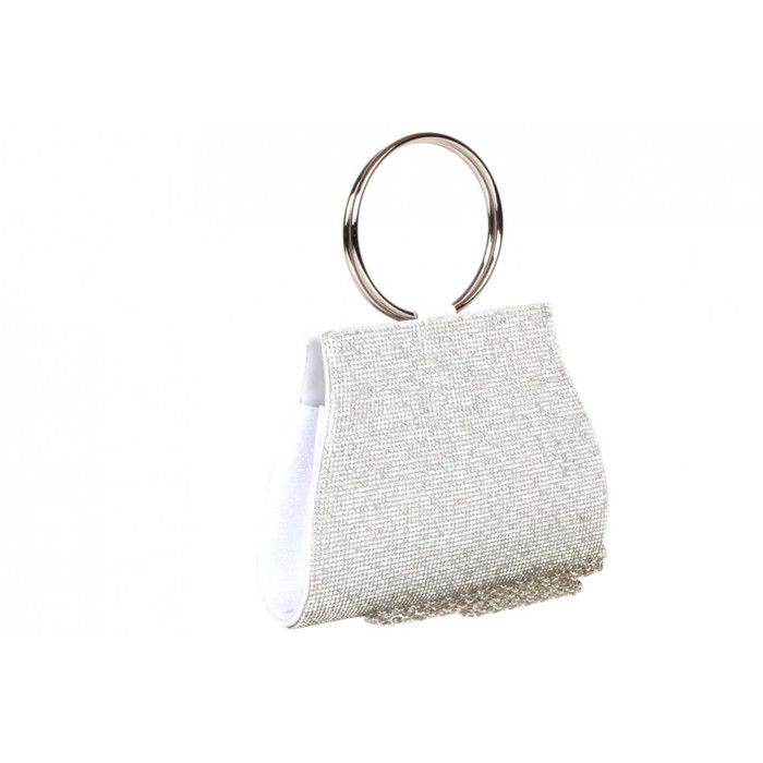 Pochette cérémonie-Nyls Création-Petit Sac de soiree Blanc Strass Pochette femme Mariage Paillettes Brydia - Blanc