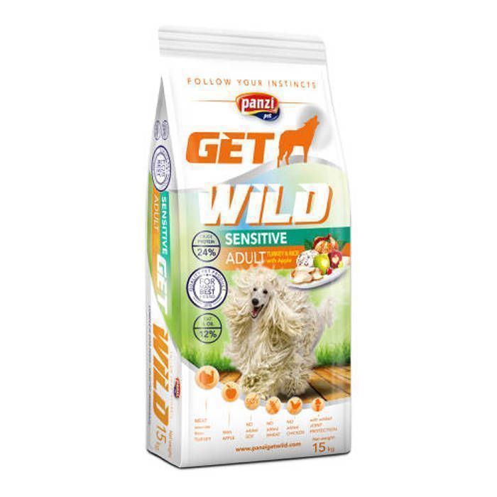 Get Wild - Turkey 15kg - Croquettes hypoallergéniques pour chiens - estomac/intestins sensibles - Dinde