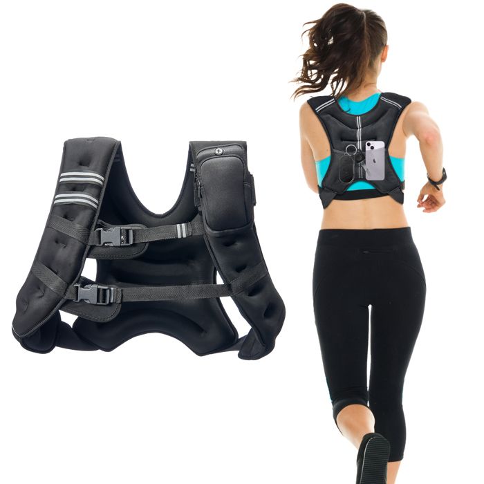Gilet Lesté Réglable 13 8 kg-VEVOR-Équipement Dentraînement pour Musculation Course à Pied Jogging-Noir