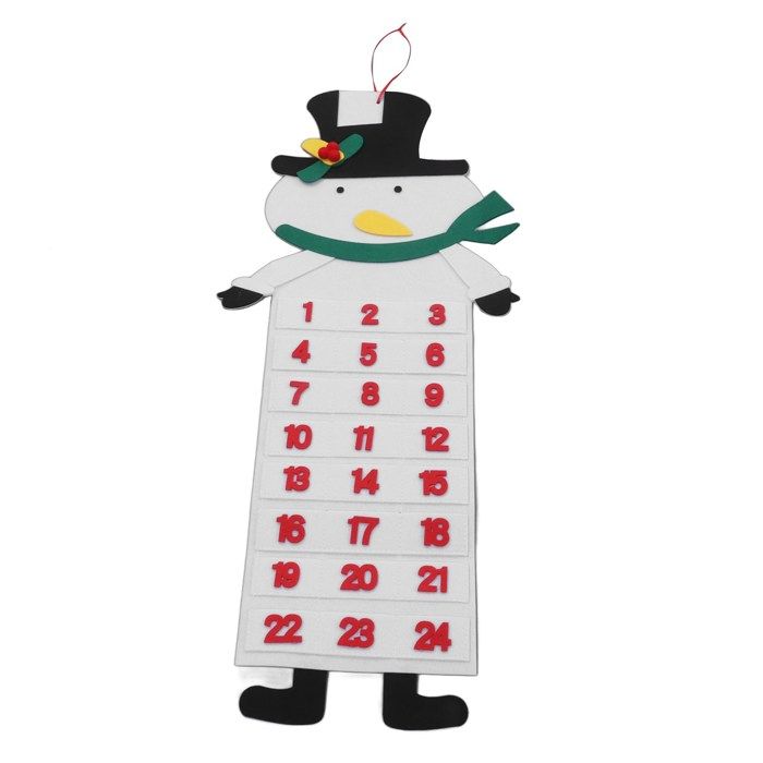 Calendrier Avent Merry Christmas Avec Poches 1 à 24 En Tissu A Suspendre