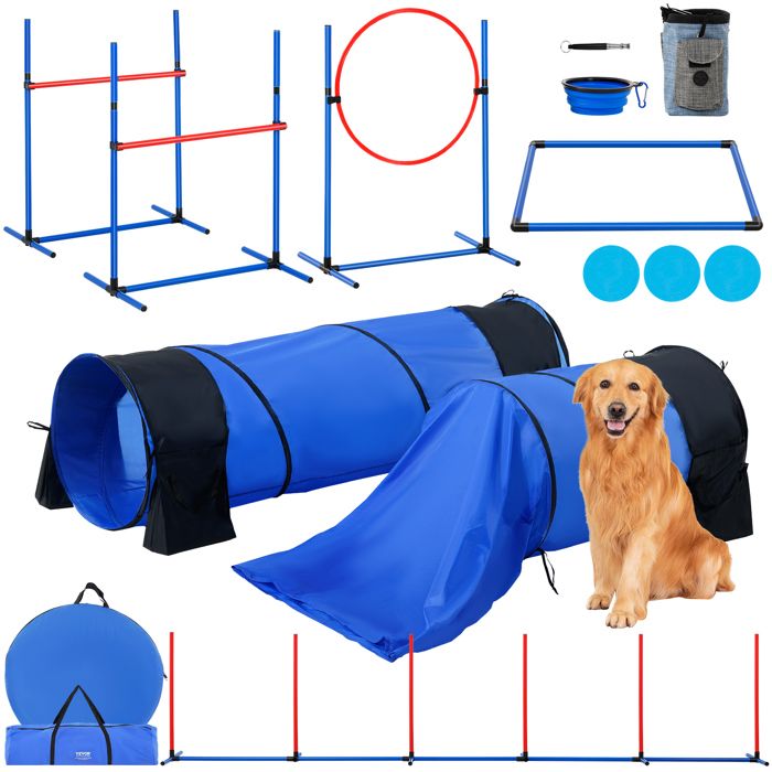 Meilleurs prix pour Kit Équipements dEntraînement Agilité pour Chien-VEVOR-Ensemble 7PCS-Parcours Obstacles pour Chiot