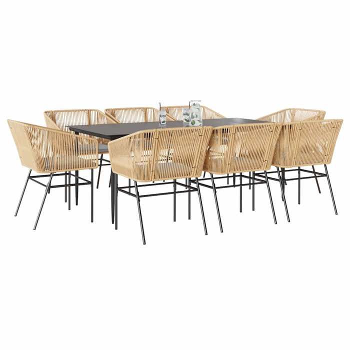 VidaXL Ensemble à manger jardin 9 pcs Poly rotin - vue 5