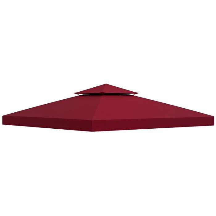 Outsunny - Toile de Toit de Rechange pour Pavillon - Polyester - 300x300cm - Rouge vineux