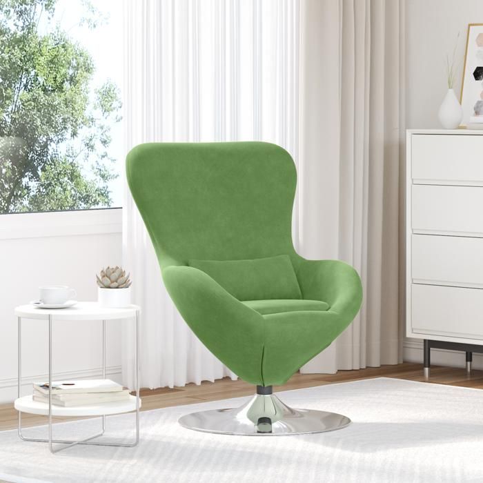 Moderne Fauteuil œuf Fauteuil Club 1 Place en velours vert clair - Fauteuil Tv @FR(214176)