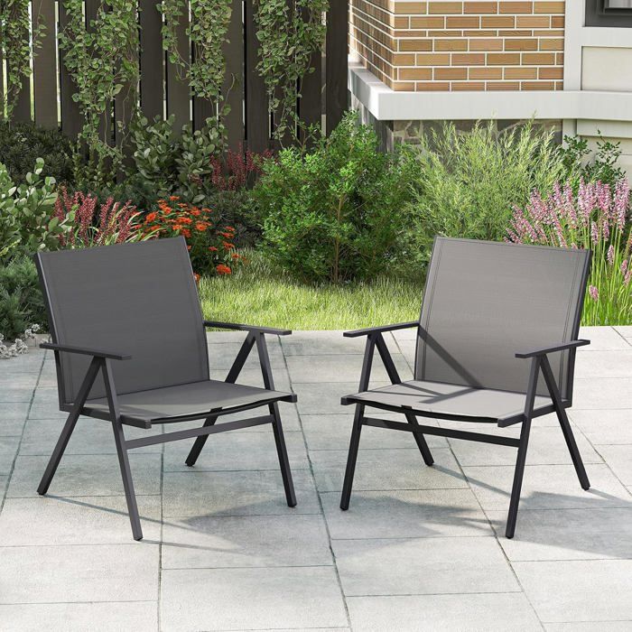 Lot de 2 Chaises de Jardin Extérieur COSTWAY Tissu en Maille Respirante Cadre en Métal Charge 160 kg pour Porche Balcon Cour Lot de 2 Chaises de Jardin Extérieur COSTWAY Tissu en Maille Respirante Cadre en Métal Charge 160 kg pour Porche Balcon Cour