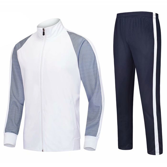 Survêtement Mixte Adulte/Enfant Ensemble Vêtement de Football Entraînement Polaire Veste et Pantalon Automne Hiver - Blanc