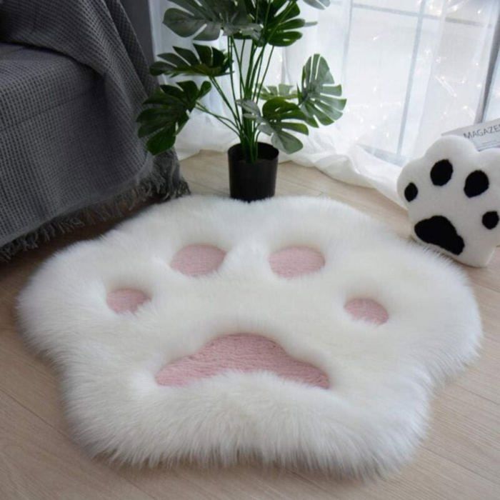 Tapis en peluche - PZCC - Motif patte de chat - Antidérapant - Absorption rapide - Polyester durable