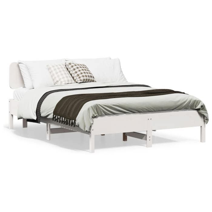 CHIC Lit adulte 2 places - 120x190 cm Structure/Cadre de lit blanc 120x190 cm Bois de pin massif #Sara56660