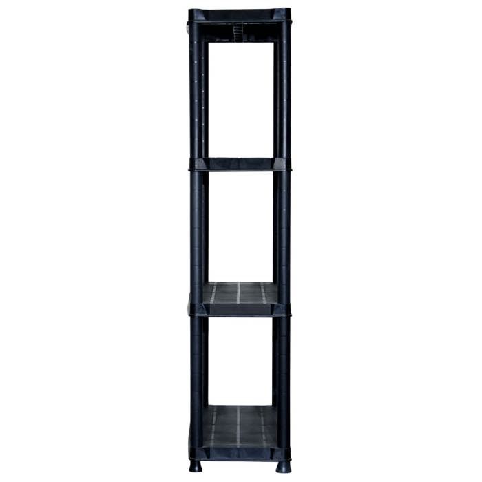 Étagère de rangement en plastique - WIENS - 4 niveaux - Noir - 61x305x130 cm - Charge max 25 kg par niveau